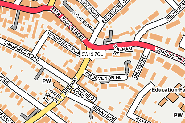 SW19 7QU map - OS OpenMap – Local (Ordnance Survey)