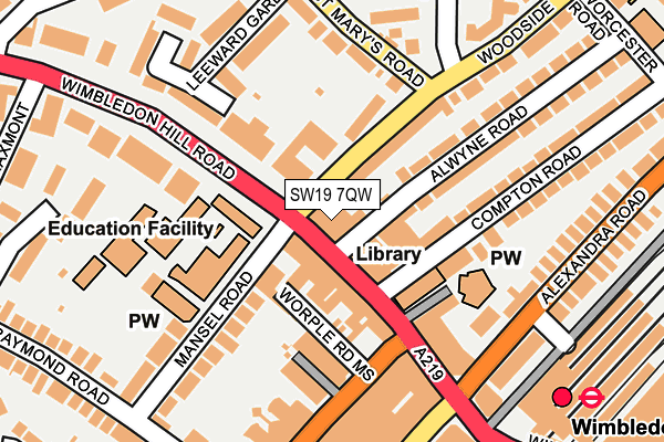 SW19 7QW map - OS OpenMap – Local (Ordnance Survey)