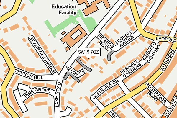 SW19 7QZ map - OS OpenMap – Local (Ordnance Survey)