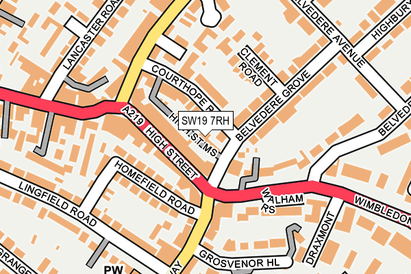 SW19 7RH map - OS OpenMap – Local (Ordnance Survey)