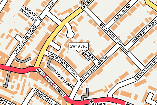 SW19 7RJ map - OS OpenMap – Local (Ordnance Survey)