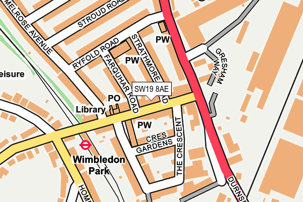 SW19 8AE map - OS OpenMap – Local (Ordnance Survey)