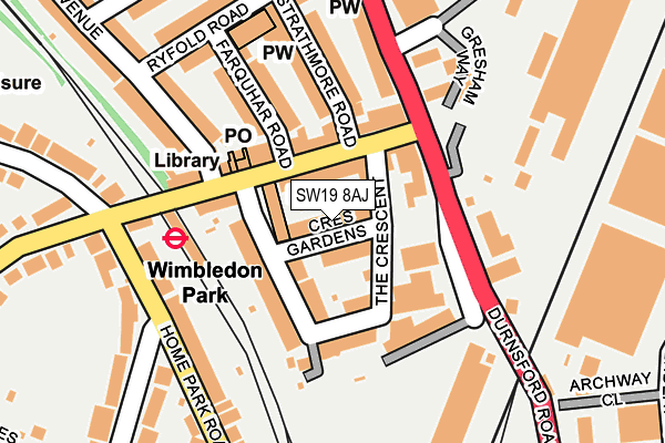 SW19 8AJ map - OS OpenMap – Local (Ordnance Survey)