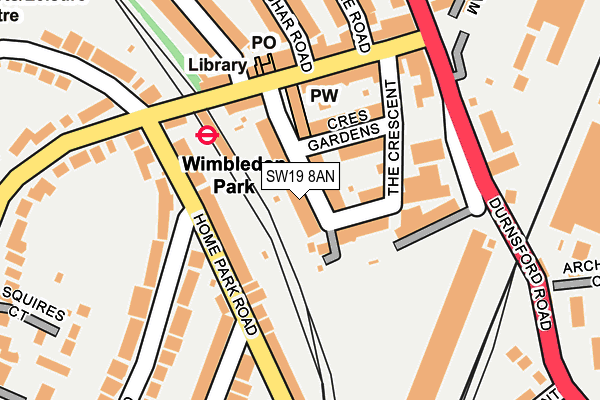 SW19 8AN map - OS OpenMap – Local (Ordnance Survey)
