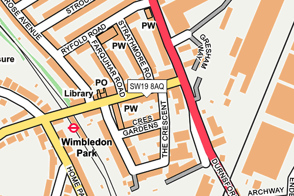 SW19 8AQ map - OS OpenMap – Local (Ordnance Survey)