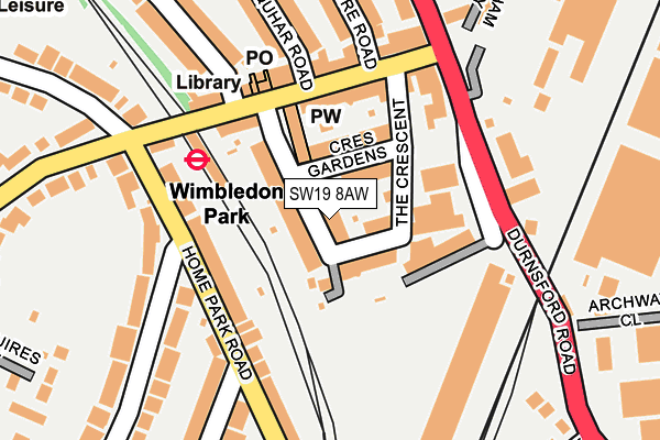 SW19 8AW map - OS OpenMap – Local (Ordnance Survey)