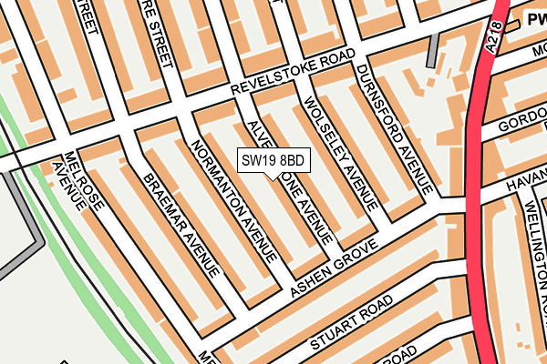 SW19 8BD map - OS OpenMap – Local (Ordnance Survey)