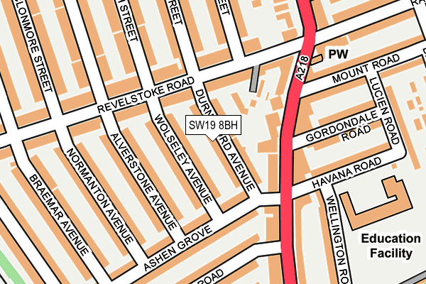 SW19 8BH map - OS OpenMap – Local (Ordnance Survey)