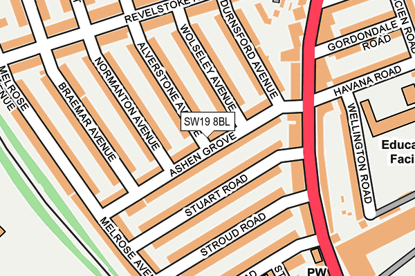 SW19 8BL map - OS OpenMap – Local (Ordnance Survey)