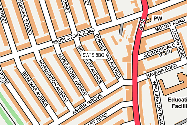 SW19 8BQ map - OS OpenMap – Local (Ordnance Survey)