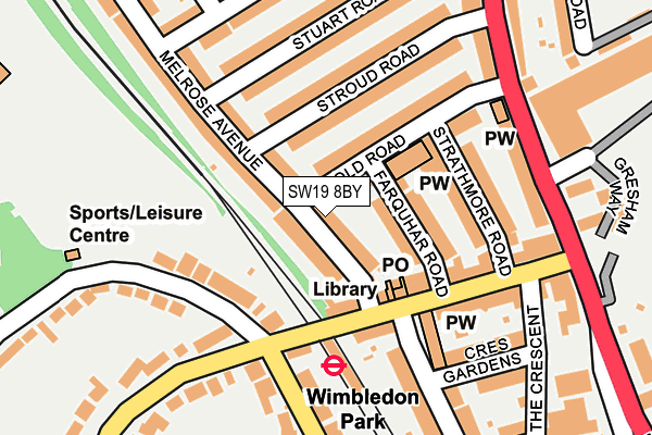 SW19 8BY map - OS OpenMap – Local (Ordnance Survey)