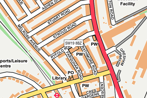 SW19 8BZ map - OS OpenMap – Local (Ordnance Survey)