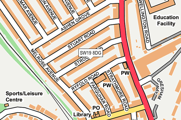 SW19 8DG map - OS OpenMap – Local (Ordnance Survey)