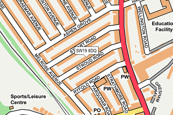 SW19 8DQ map - OS OpenMap – Local (Ordnance Survey)