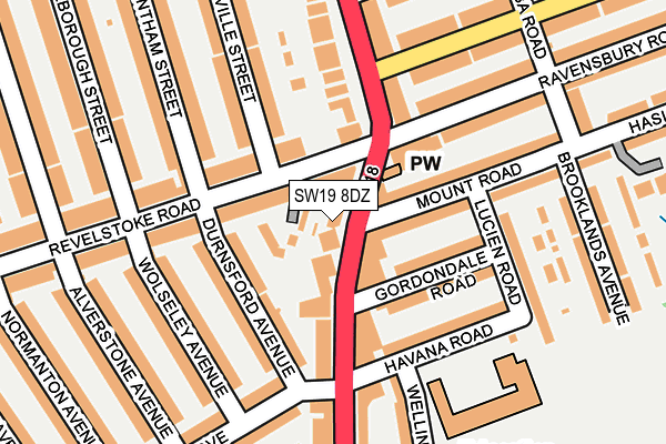 SW19 8DZ map - OS OpenMap – Local (Ordnance Survey)