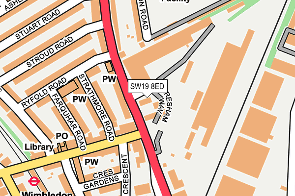 SW19 8ED map - OS OpenMap – Local (Ordnance Survey)