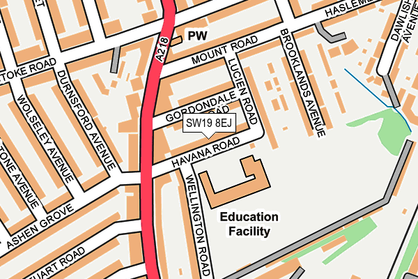 SW19 8EJ map - OS OpenMap – Local (Ordnance Survey)