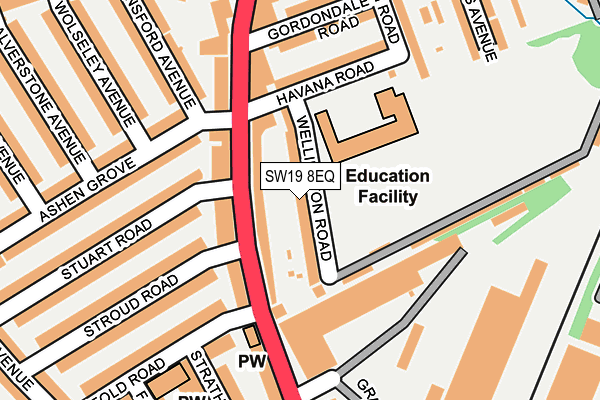 SW19 8EQ map - OS OpenMap – Local (Ordnance Survey)