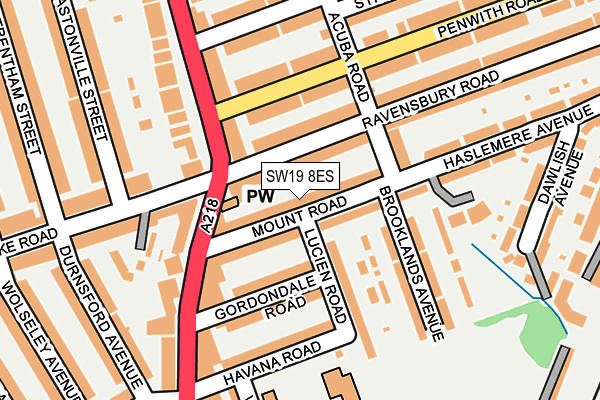 SW19 8ES map - OS OpenMap – Local (Ordnance Survey)