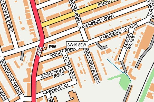 SW19 8EW map - OS OpenMap – Local (Ordnance Survey)