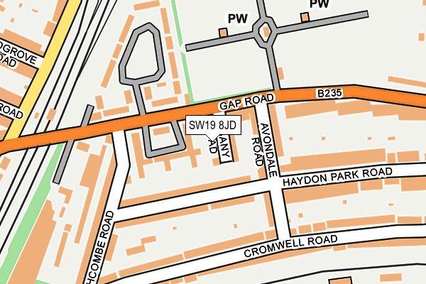 SW19 8JD map - OS OpenMap – Local (Ordnance Survey)