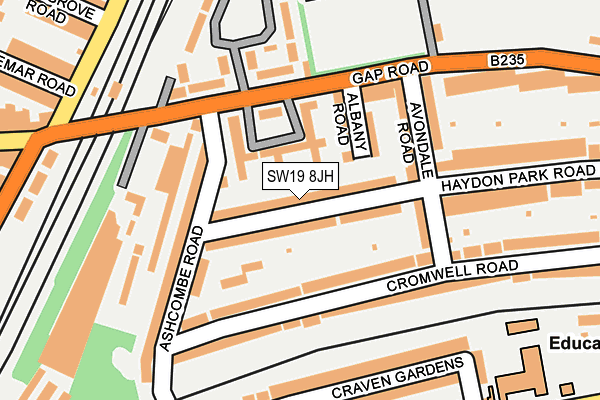 SW19 8JH map - OS OpenMap – Local (Ordnance Survey)