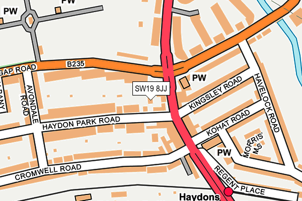 SW19 8JJ map - OS OpenMap – Local (Ordnance Survey)