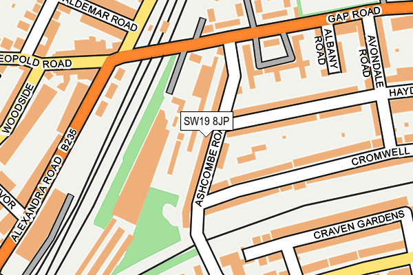 SW19 8JP map - OS OpenMap – Local (Ordnance Survey)