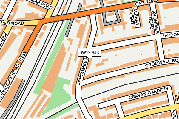 SW19 8JR map - OS OpenMap – Local (Ordnance Survey)