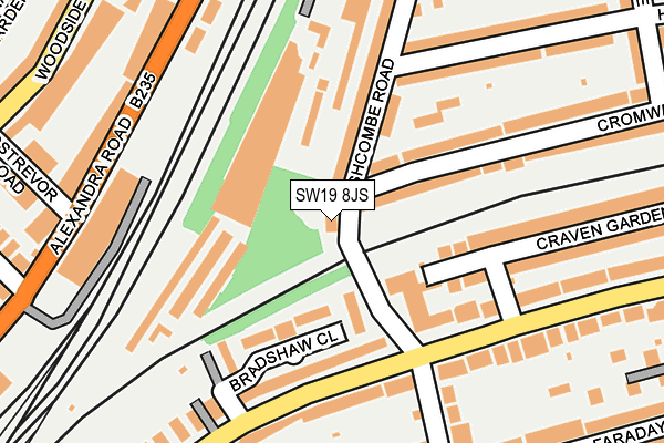 SW19 8JS map - OS OpenMap – Local (Ordnance Survey)