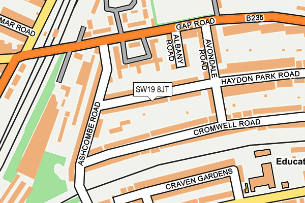 SW19 8JT map - OS OpenMap – Local (Ordnance Survey)