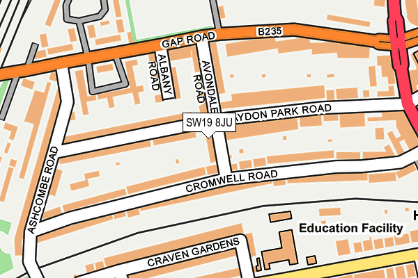 SW19 8JU map - OS OpenMap – Local (Ordnance Survey)