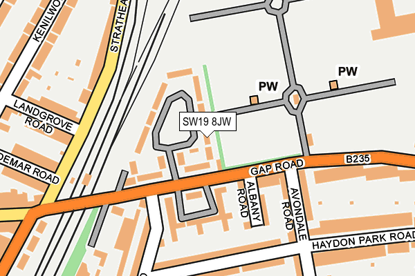 SW19 8JW map - OS OpenMap – Local (Ordnance Survey)