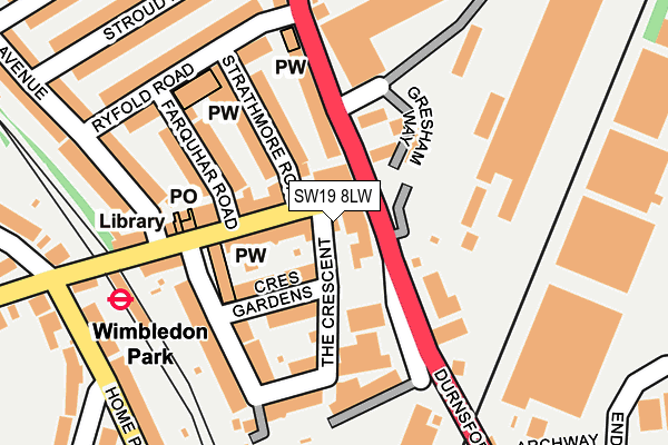 SW19 8LW map - OS OpenMap – Local (Ordnance Survey)