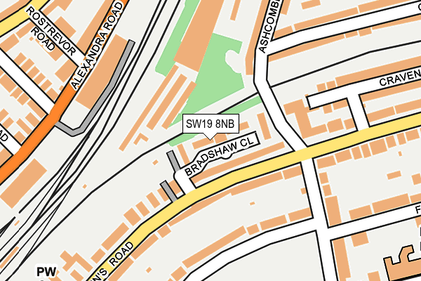 SW19 8NB map - OS OpenMap – Local (Ordnance Survey)