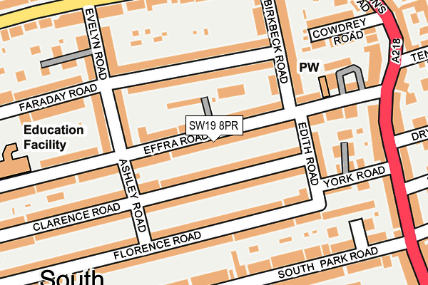 SW19 8PR map - OS OpenMap – Local (Ordnance Survey)