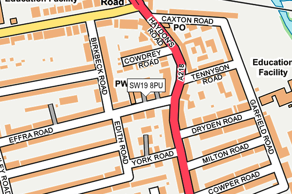 SW19 8PU map - OS OpenMap – Local (Ordnance Survey)