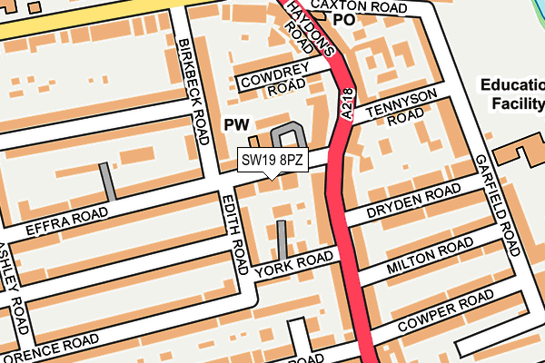 SW19 8PZ map - OS OpenMap – Local (Ordnance Survey)