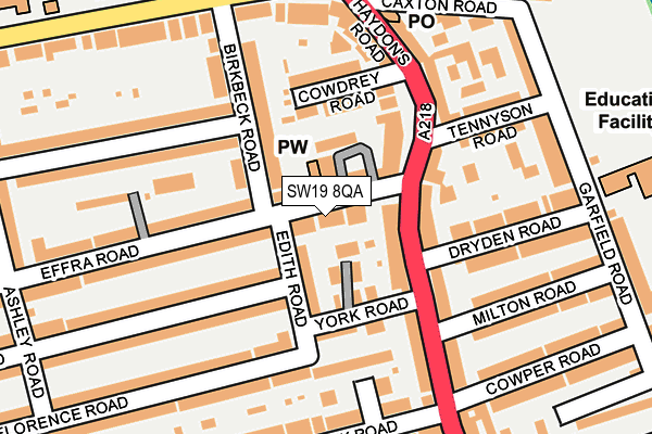 SW19 8QA map - OS OpenMap – Local (Ordnance Survey)