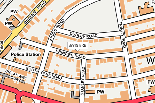 SW19 8RB map - OS OpenMap – Local (Ordnance Survey)