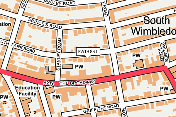 SW19 8RT map - OS OpenMap – Local (Ordnance Survey)