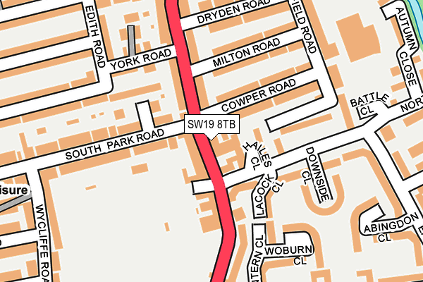 SW19 8TB map - OS OpenMap – Local (Ordnance Survey)