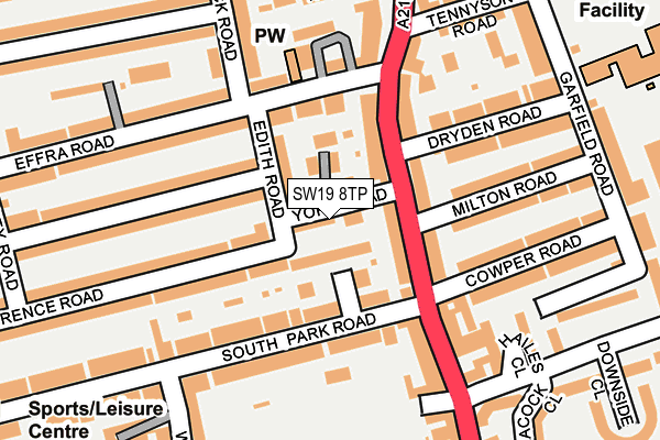 SW19 8TP map - OS OpenMap – Local (Ordnance Survey)