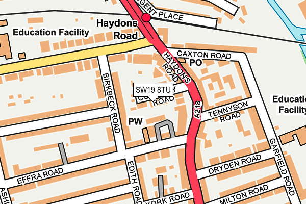 SW19 8TU map - OS OpenMap – Local (Ordnance Survey)