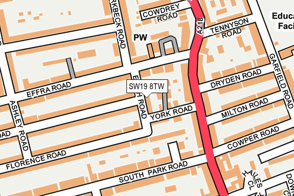 SW19 8TW map - OS OpenMap – Local (Ordnance Survey)