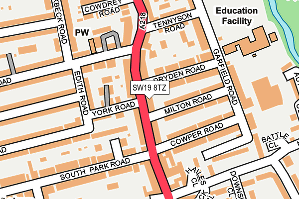 SW19 8TZ map - OS OpenMap – Local (Ordnance Survey)