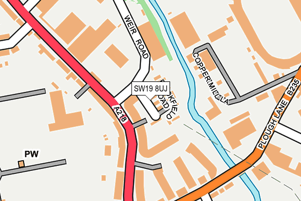 SW19 8UJ map - OS OpenMap – Local (Ordnance Survey)