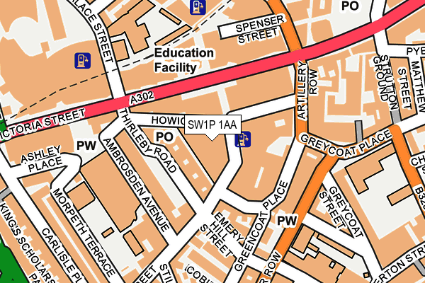 SW1P 1AA map - OS OpenMap – Local (Ordnance Survey)