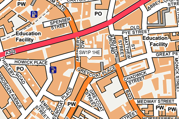 SW1P 1HE map - OS OpenMap – Local (Ordnance Survey)