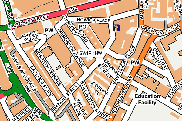 SW1P 1HW map - OS OpenMap – Local (Ordnance Survey)